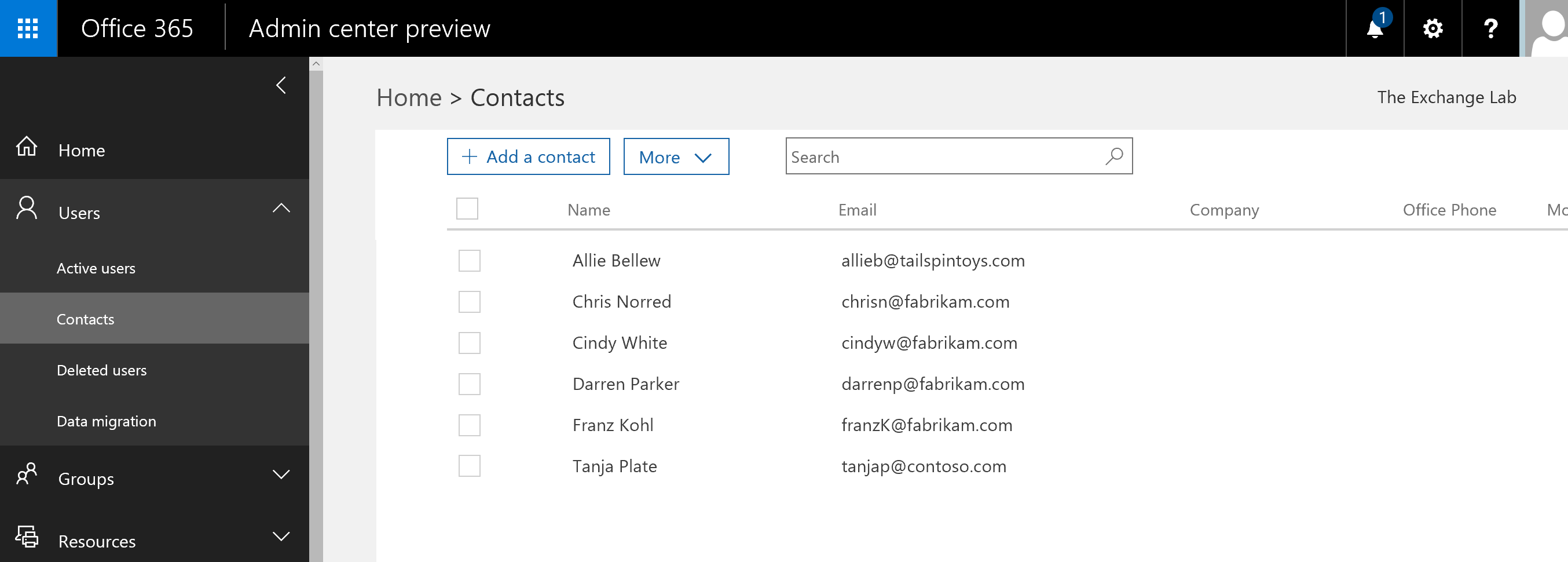 Office 365 - bulk import of contacts