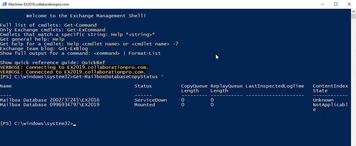 Exchange 2019:- get-mailboxdatabasecopystatus commands missing. Exchange 2019:- get-mailboxdatabasecopystatus commands missing.