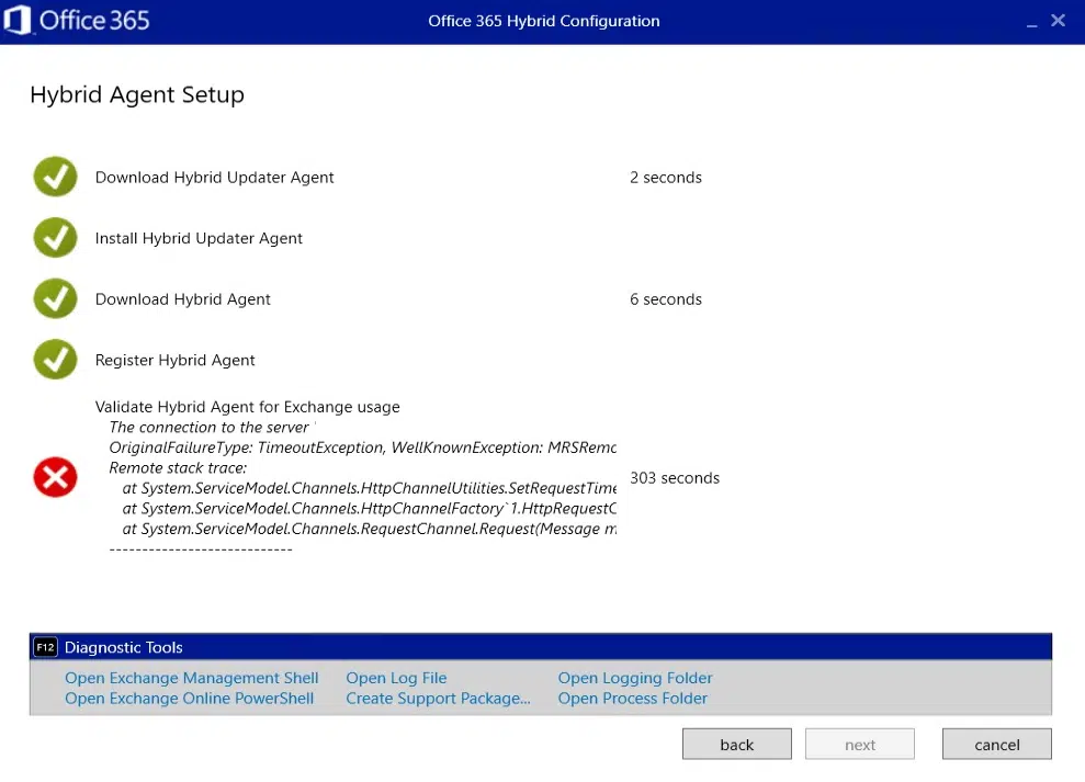 Quickly troubleshoot office 365 hybrid configuration wizard timeout errors in a couple of steps